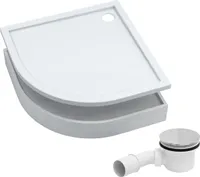 AQUABAD® Duschwanne Komplettset Basic Smooth White 90x90cm R55 Viertelkreis inkl. Styroporträger und Ablaufgarnitur Alcadrain A49CR