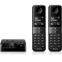 Philips - D4752B DECT-Telefon, Strahlungsarmes Schnurlostelefon mit Anrufbeantworter, 2 Mobilteile, 4,6-cm-Display, Freisprechfunktion, HQ-Sound, 16h Sprechzeit
