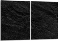 Herdabdeckplatten Set 2x40x52 cm Glaskeramikfeld Abdeckung Glas Spritzschutz, Schiefer Schwarz