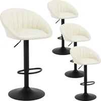 WOLTU Barhocker, höhenverstellbar drehbar, mit Rückenlehne, Kunstleder Metall, Beige