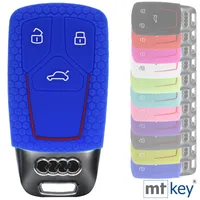 kwmobile Autoschlüssel Hülle kompatibel mit Audi A6 A7 A8 Q7 Q8 3-Tasten  Autoschlüssel Keyless - Schlüsselhülle Cover Silber Schwarz