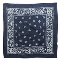 Bandana Tuch - Paisley Muster 01 - quadratisches Kopftuch blau-navy - weiß