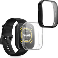kwmobile 2x Schutzhülle kompatibel mit Huami Amazfit Bip 5 Hülle - Fullbody Cover Set aus Silikon - Transparent Schwarz