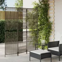 Ankonbej Paravent 3-tlg. Grau Poly Rattan