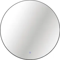 Guľaté zrkadlo do kúpeľne s osvetlením Round LED s čiernym rámom Ø 80 cm s vypínačom a podložkou proti zahmlievaniu