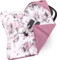 Pepi Einschlagdecke Babyschale Kindersitz Decke für Autositz Babydecke Maxi Cosi mit Velvet old rosa 90×90 cm - Pink Flowers