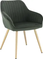 EUGAD Esszimmerstuhl Sitzfläche aus Samt Polsterstuhl mit Armlehnen Metallbeine Stuhl Für Esszimmer Wohnzimmer Küche Dunkelgrün