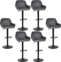6er Set Barhocker|-höhenverstellbar Hocker Barstuhl|Flanellhocker Grau