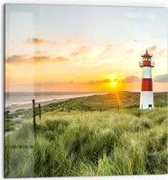 DEQORI Küchenrückwand Glas 60x60 cm 'Leuchtturmliebe' Spritzschutz Bad Rückwand