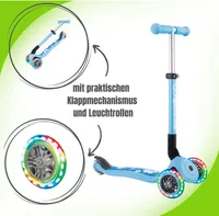 Globber Junior Foldable Fantasy Light Scooter, Farbe:Pastell Blau-Flowers