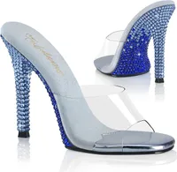 GALA-01DMM Damen Slipper von Fabulicious, Transparent Hellblau , EU 35, US 5