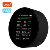 Tuya WiFi 7 in 1 CO2-Messgerät Luftqualitätsdetektor PM2.5 TVOC HCHO Temperatur Feuchtigkeit AQI Detektor Home Desk Office Car Indoor Air Quality Monitor - Schwarz