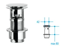 Lineabeta Druck-Ablaufgarnitur für Waschbecken Montage auf Holzplatte chrom 9cm, 53992.29
