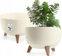 KADAX plastový kvetináč "Milis", kvetináč s tromi zásuvnými podstavcami, krémový, 29 cm
