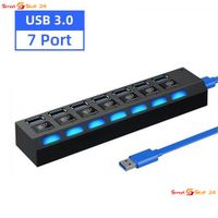 USB 3.0 Hub 7 Port Adapter mit LED-Anzeige Unabhängiger Schalter für PC Laptop