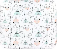TupTam Baby Wickeltischauflage mit Baumwollbezug Gemustert, Farbe: Grau / Fuchs Mint, Größe: 70 x 70 cm