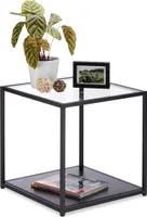 relaxdays Beistelltisch Glas mit 2 Ablagen