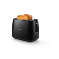 Philips Daily Collection Toaster, 2 Toastschlitze, Brötchenaufsatz, 8 Stufen, Auftaufunktion, Schwarz (HD2581/90)