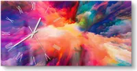 DEQORI Glasuhr 60x30 cm Römisch 'Bunte Farbwolke' Wanduhr Glas Uhr Design leise