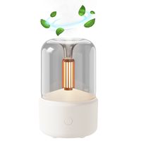 Aroma Diffusor im Kerzenlicht-Stil Retro USB Luftbefeuchter 120ml Air Humidifier, warmweißes Nachtlicht leiser Vernebler Raumbefeuchter für Büro Zuhause Yoga,Weiß Luftbefeuchter