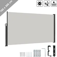 LARS360 Grey 160x300cm Wysuwana markiza boczna Ochrona przeciwsłoneczna Osłona przeciwwiatrowa, ściana boczna Tkanina markizy