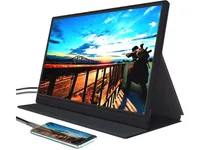 Denver PMO-15601 Tragbarer 15.6" Full HD Monitor mit IPS-Panel, USB-C, Mini HDMI und Magnetischem Ständer