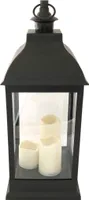 XXL Deko Laterne 60 cm mit 3 LED Kerzen flackernd Timer Batteriebetrieben
