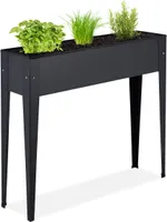 relaxdays Schwarzes Hochbeet aus Metall schmal