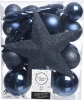 Weihnachtskugeln mit Christbaumstern Kunststoff nachtblau, 33er Set