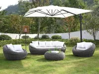 Gartensofa 3-Sitzer Polyrattan - Grau - WHITEHEAVEN von MYLIA