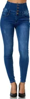 Elara Damen Jeans High Waist Push Up Skinny Fit 1166-4 Dk. Blue Denim-36 (S)