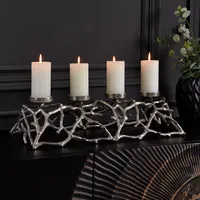 riess-ambiente Eleganter Kerzenhalter ABSTRACT 60cm silber für 4 Kerzen Kerzenständer