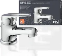eisl SPEED Waschtischarmatur mit Zugstange, Wasserhahn Bad mit Ablaufgarnitur Waschbecken, Chrom