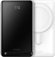 Baseus Magnetic Bracket Powerbank mit kabellosem Laden MagSafe 10000mAh 20W Overseas Edition weiß (PPCX000202) + USB Typ C Kabel Baseus Xiaobai Series 60W 0,5m