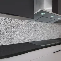 Küchenrückwand Regentropfen 60x200 cm, robuste ABS-Kunststoff Platte Monolith mit Direktdruck, grau