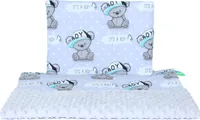Minky Baby Kinderwagenset Kuscheldecke Kinder Decke Kissen 50 x70 cm 13. Boy + Grau