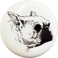 Clayre & Eef Türknauf Ø 4 cm Weiß Keramik Rund Hund