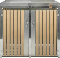 Westmann box na odpadky Planta nerezový box na odpadky 2x240 l so strieškou na kvetináč strieborný 84x134x124 cm