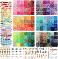 15000 Stück 144 Farben Tonperlen für die Schmuckherstellung, flaches rundes Polymer-Tonperlen-Set, einschließlich Buchstabenperlen, Herzperlen