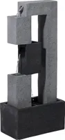 dobar Großer Design-Gartenbrunnen mit Pumpe und LEDŽs, XL-Brunnen mit 3 Stufen aus Kunststein, 40,5 x 21,5 x 90,5 cm, Grau