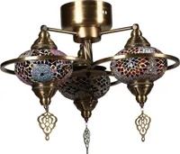 Opviq, Yeni- Yeni Macellan Mozaik Camlı 3 Lü STL, Bunt, Kronleuchter, Metallkörper