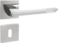 DOMINO Türgriff Drückergarnitur BB-Buntbart Set | quadratische Rosette | Türklinke für Zimmertür, Bürotür, Kellertür & Innentür | Türbeschläge aus Aluminium  |Chrom Türdrückergarnitur |ELENA QR SLIM M6