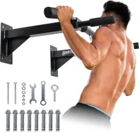 SPORTINATOR® Klimmzugstange inkl. Zubehör schwarz zur Wandmontage, Pull Up Bar fürs Homegym, für diverse Kraftsport Übungen geeignet, hochwertiger Edelstahl, Unisex, belastbar bis zu 150 Kg