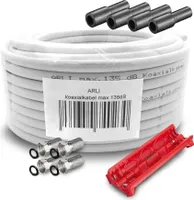 50m ARLI Koaxialkabel max. 135dB + 4x F-Stecker + 4x Gummitülle + Abisoliermesser