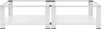 ML-Design Doppel Waschmaschinen Untergestell mit 2 Ablagen, Weiß, 128x54 cm, bis 150kg, Stahl, Waschmaschinensockel, Doppeluntergestell Doppelpodest