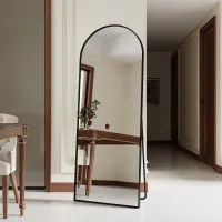 CDGlobal Bogen Ganzkörperspiegel, 165X60cm Groß Bodenspiegel in voller Länge, Gewölbter Standspiegel, der Wand montiert Spiegel im Schlafzimmer,Ankleidezimmer（Schwarz）