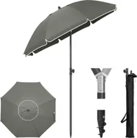 EUGAD Sonnenschirm Balkon, Balkonschirm knickbar, Sonnenschutz UV 50+, mit Sonnenschirmhülle, Dunkelgrau 135cm