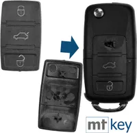 Auto Schlüssel Tasten Set 2X Tastenfeld 3 Tasten Klappschlüssel kompatibel mit VW Golf Beetle Passat Caddy Tiguan EOS T5