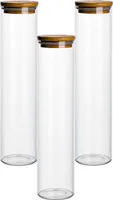gouveo 3er Set Vorratsdose 750 ml rund aus Borosilikatglas mit Deckel - Glasbehälter für Küche, Haushalt - Aufbewahrungsglas für Nudeln, Cerealien