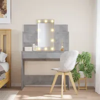 vidaXL Toaletný stolík s LED svetlami Betónová sivá 96x40x142 cm